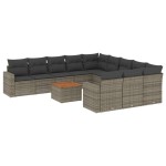 vidaXL Set canapea de grădină cu perne, 12 piese, gri, poliratan vidaXL Set canapea de grădină cu perne, 12 piese, gri, poliratan
