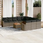 vidaXL Set canapea de grădină cu perne, 12 piese, gri, poliratan vidaXL Set canapea de grădină cu perne, 12 piese, gri, poliratan