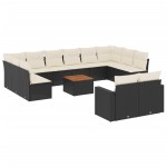 vidaXL Set mobilier de grădină cu perne, 13 piese, negru, poliratan vidaXL Set mobilier de grădină cu perne, 13 piese, negru, poliratan