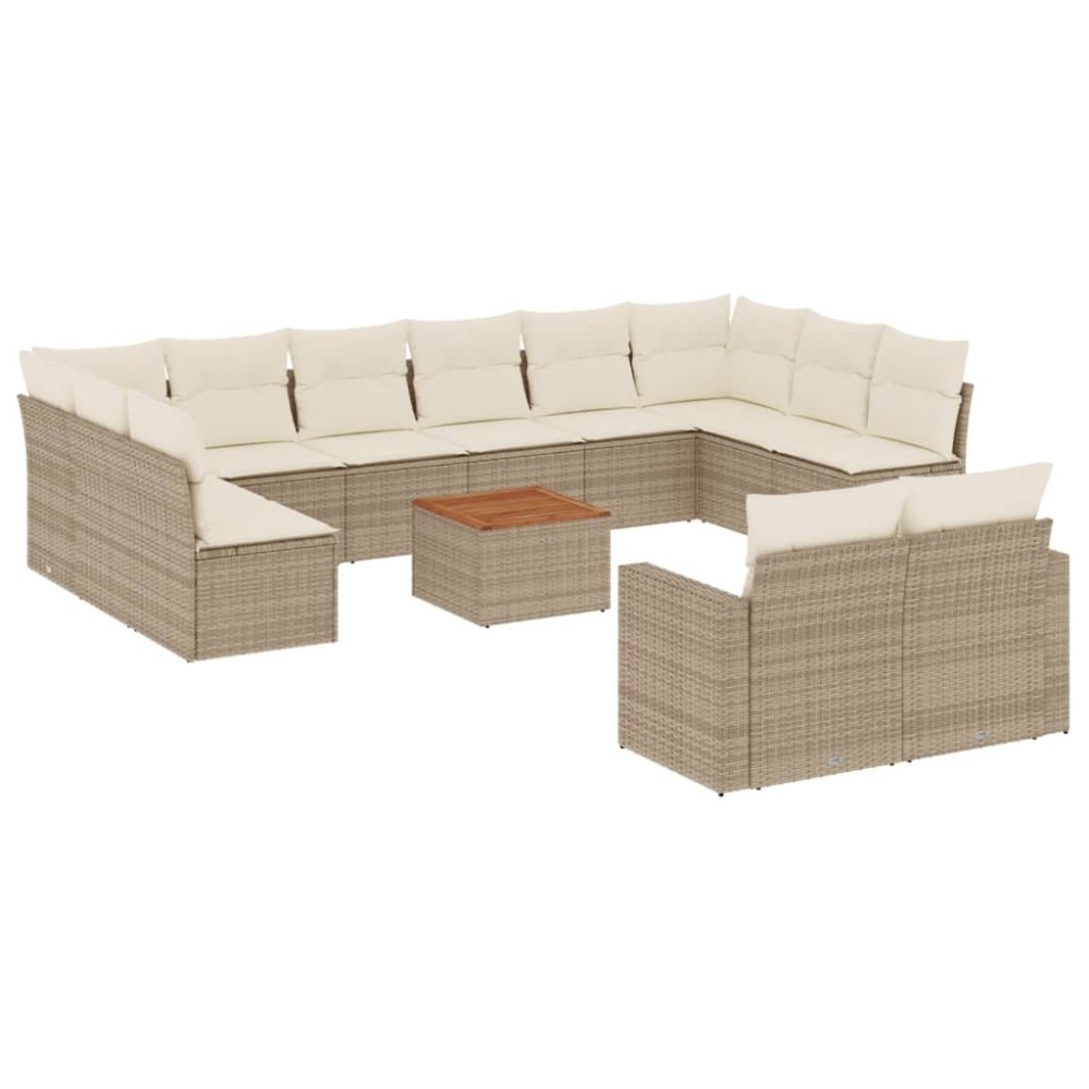 vidaXL Set canapele de grădină, 13 piese, cu perne, bej, poliratan