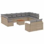 vidaXL Set canapele de grădină, 13 piese, cu perne, bej, poliratan vidaXL Set canapele de grădină, 13 piese, cu perne, bej, poliratan