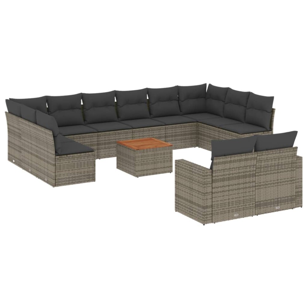 vidaXL Set mobilier de grădină cu perne, 13 piese, gri, poliratan