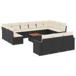 vidaXL Set mobilier de grădină cu perne, 14 piese, negru, poliratan vidaXL Set mobilier de grădină cu perne, 14 piese, negru, poliratan