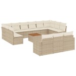 vidaXL Set canapele de grădină, 14 piese, cu perne, bej, poliratan vidaXL Set canapele de grădină, 14 piese, cu perne, bej, poliratan