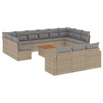 vidaXL Set canapele de grădină, 14 piese, cu perne, bej, poliratan vidaXL Set canapele de grădină, 14 piese, cu perne, bej, poliratan
