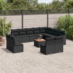 vidaXL Set mobilier de grădină cu perne, 13 piese, negru, poliratan vidaXL Set mobilier de grădină cu perne, 13 piese, negru, poliratan