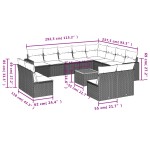 vidaXL Set mobilier de grădină cu perne, 13 piese, negru, poliratan vidaXL Set mobilier de grădină cu perne, 13 piese, negru, poliratan