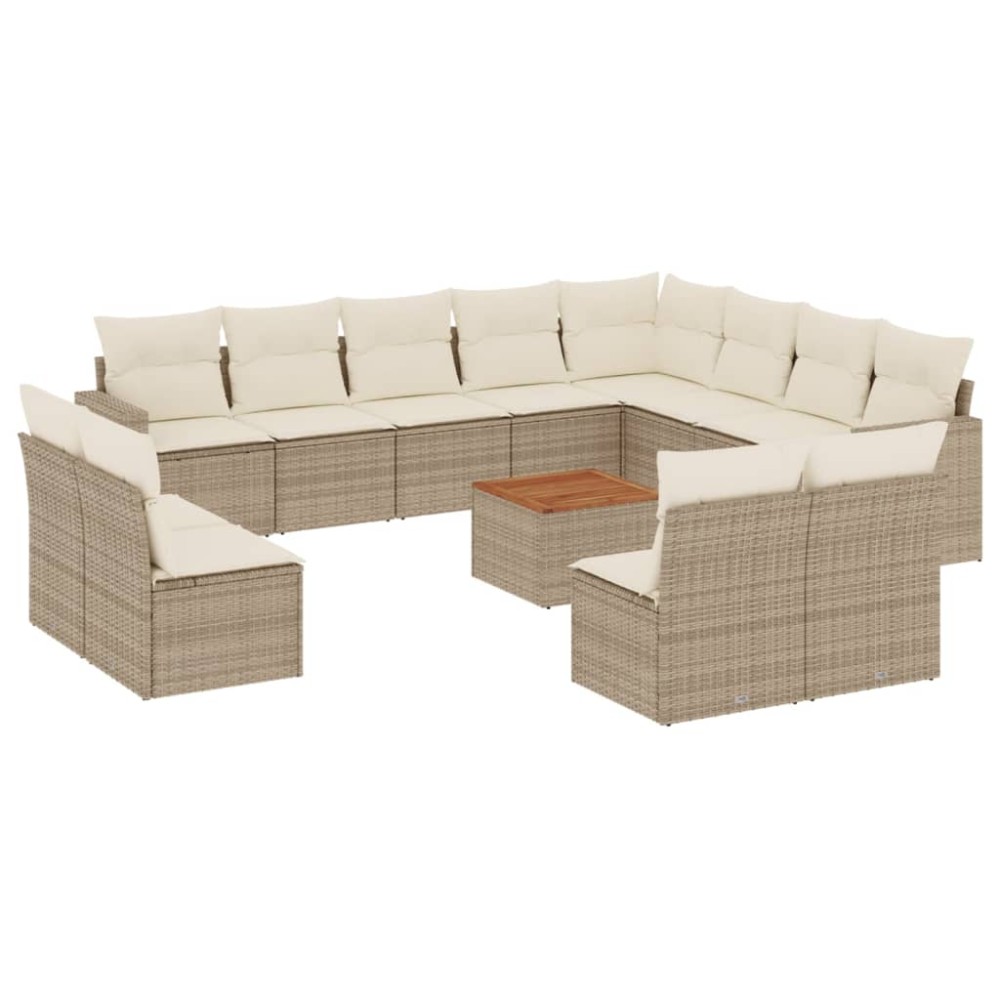 vidaXL Set canapele de grădină, 13 piese, cu perne, bej, poliratan