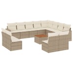 vidaXL Set canapele de grădină, 13 piese, cu perne, bej, poliratan vidaXL Set canapele de grădină, 13 piese, cu perne, bej, poliratan