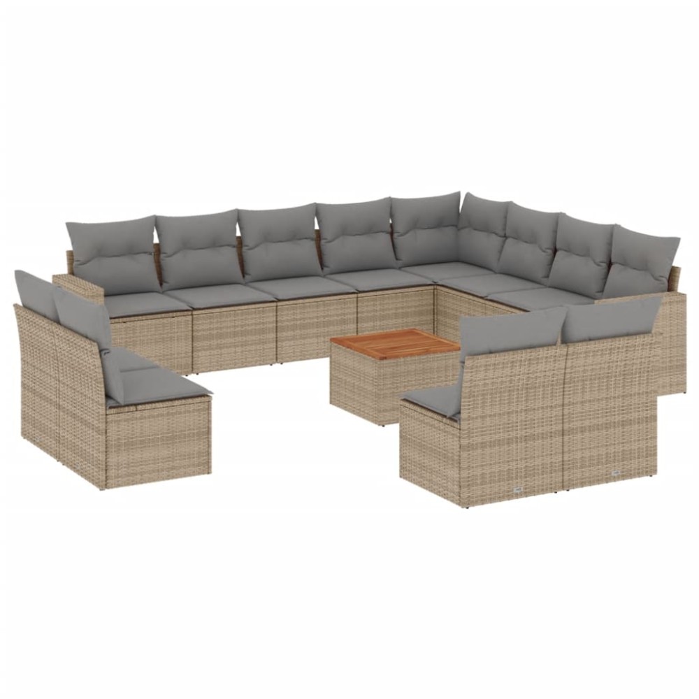 vidaXL Set canapele de grădină, 13 piese, cu perne, bej, poliratan