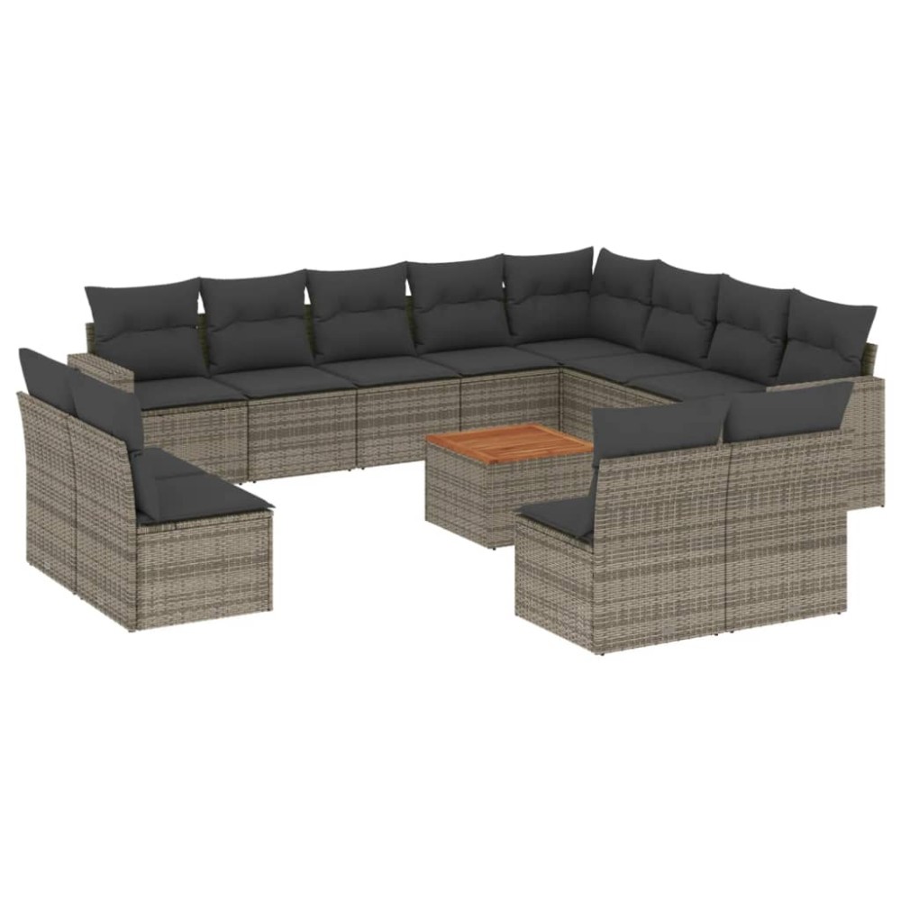 vidaXL Set mobilier de grădină cu perne, 13 piese, gri, poliratan