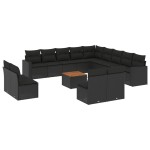 vidaXL Set mobilier de grădină cu perne, 14 piese, negru, poliratan vidaXL Set mobilier de grădină cu perne, 14 piese, negru, poliratan