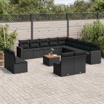 vidaXL Set mobilier de grădină cu perne, 14 piese, negru, poliratan vidaXL Set mobilier de grădină cu perne, 14 piese, negru, poliratan