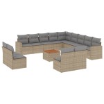 vidaXL Set canapele de grădină, 14 piese, cu perne, bej, poliratan vidaXL Set canapele de grădină, 14 piese, cu perne, bej, poliratan