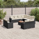 vidaXL Set mobilier de grădină cu perne, 13 piese, negru, poliratan vidaXL Set mobilier de grădină cu perne, 13 piese, negru, poliratan