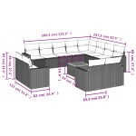 vidaXL Set mobilier de grădină cu perne, 13 piese, negru, poliratan vidaXL Set mobilier de grădină cu perne, 13 piese, negru, poliratan