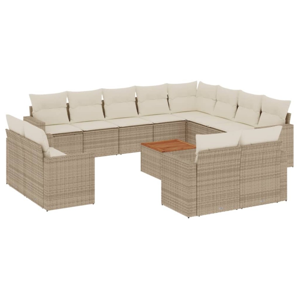 vidaXL Set canapele de grădină, 13 piese, cu perne, bej, poliratan