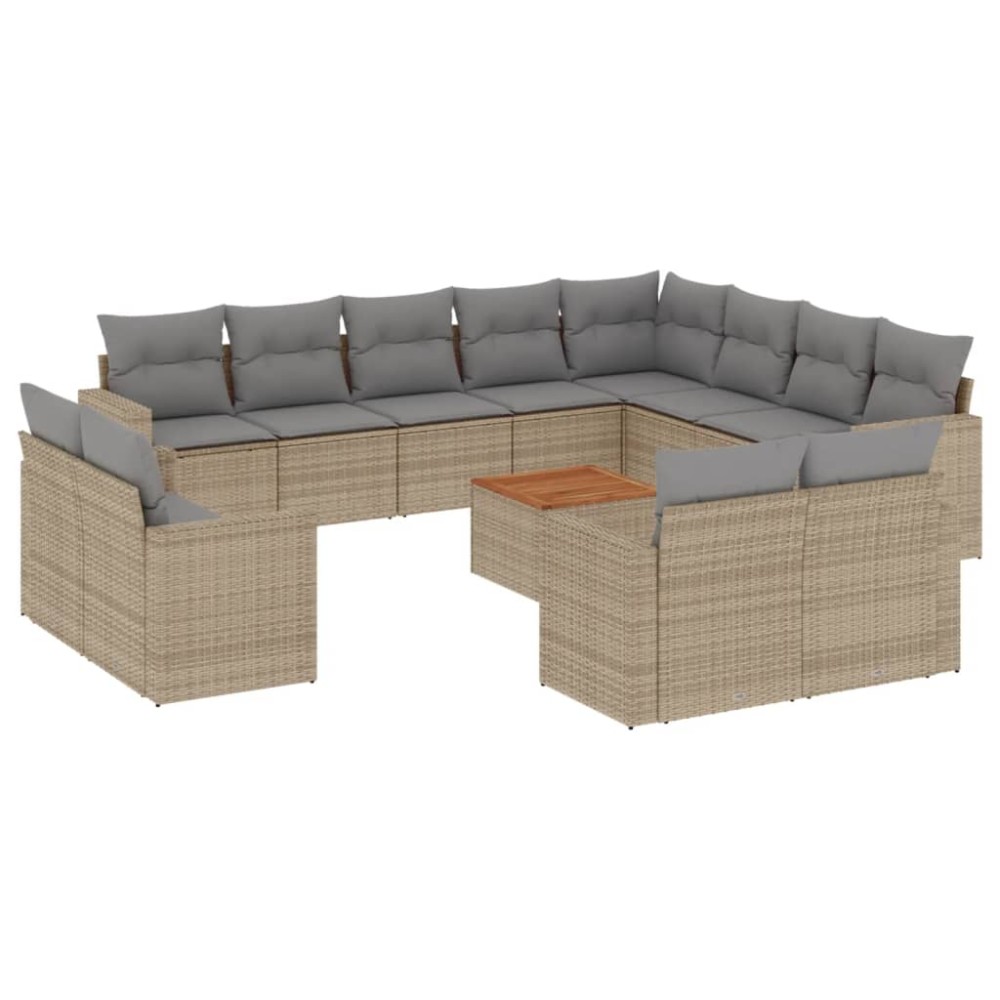 vidaXL Set canapele de grădină, 13 piese, cu perne, bej, poliratan