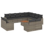 vidaXL Set mobilier de grădină cu perne, 13 piese, gri, poliratan vidaXL Set mobilier de grădină cu perne, 13 piese, gri, poliratan