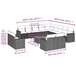 vidaXL Set mobilier de grădină cu perne, 14 piese, negru, poliratan vidaXL Set mobilier de grădină cu perne, 14 piese, negru, poliratan