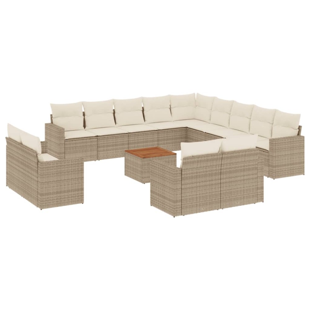 vidaXL Set canapele de grădină, 14 piese, cu perne, bej, poliratan