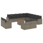 vidaXL Set mobilier de grădină cu perne, 14 piese, gri, poliratan vidaXL Set mobilier de grădină cu perne, 14 piese, gri, poliratan
