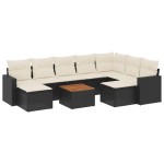 vidaXL Set canapele de grădină cu perne, 10 piese, negru, poliratan vidaXL Set canapele de grădină cu perne, 10 piese, negru, poliratan