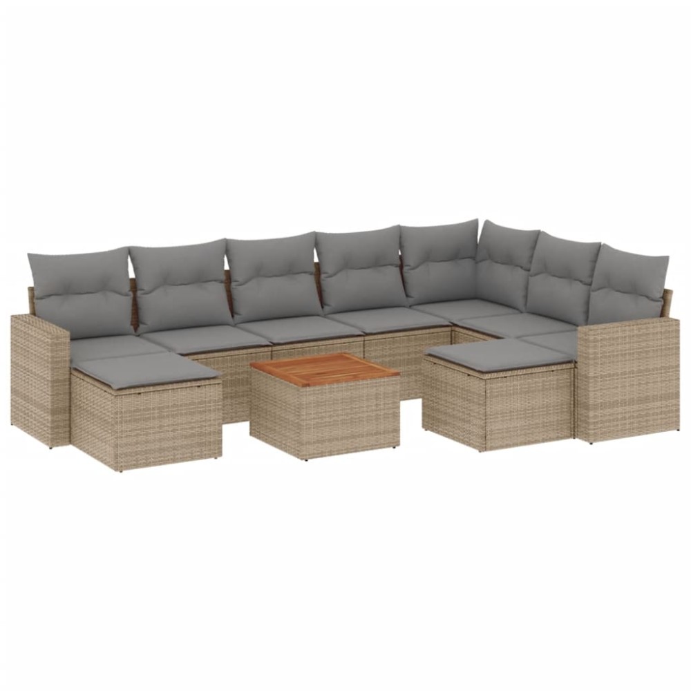 vidaXL Set canapele de grădină cu perne, 10 piese, bej, poliratan