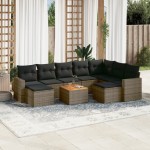 vidaXL Set mobilier de grădină cu perne, 10 piese, gri, poliratan vidaXL Set mobilier de grădină cu perne, 10 piese, gri, poliratan