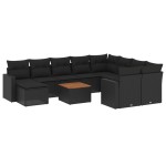 vidaXL Set canapele de grădină cu perne, 11 piese, negru, poliratan vidaXL Set canapele de grădină cu perne, 11 piese, negru, poliratan