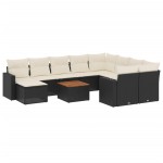 vidaXL Set canapele de grădină cu perne, 11 piese, negru, poliratan vidaXL Set canapele de grădină cu perne, 11 piese, negru, poliratan