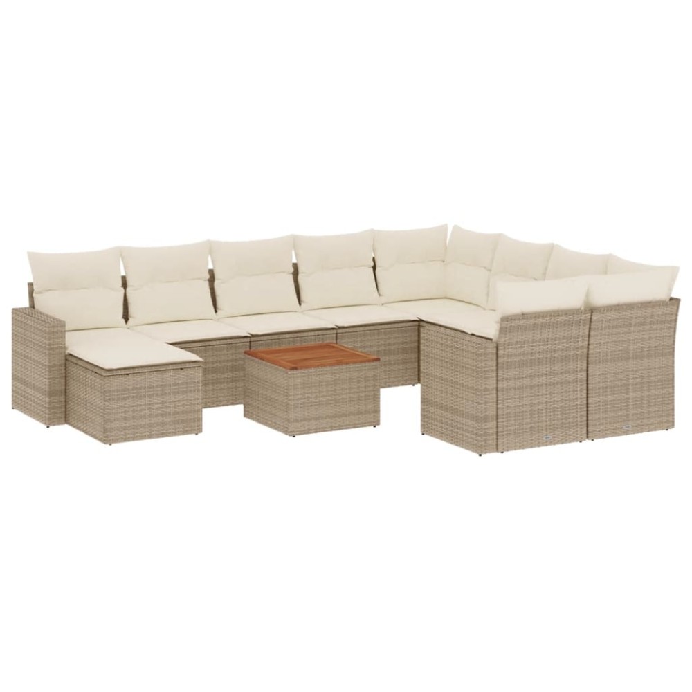 vidaXL Set canapele de grădină cu perne, 11 piese, bej, poliratan