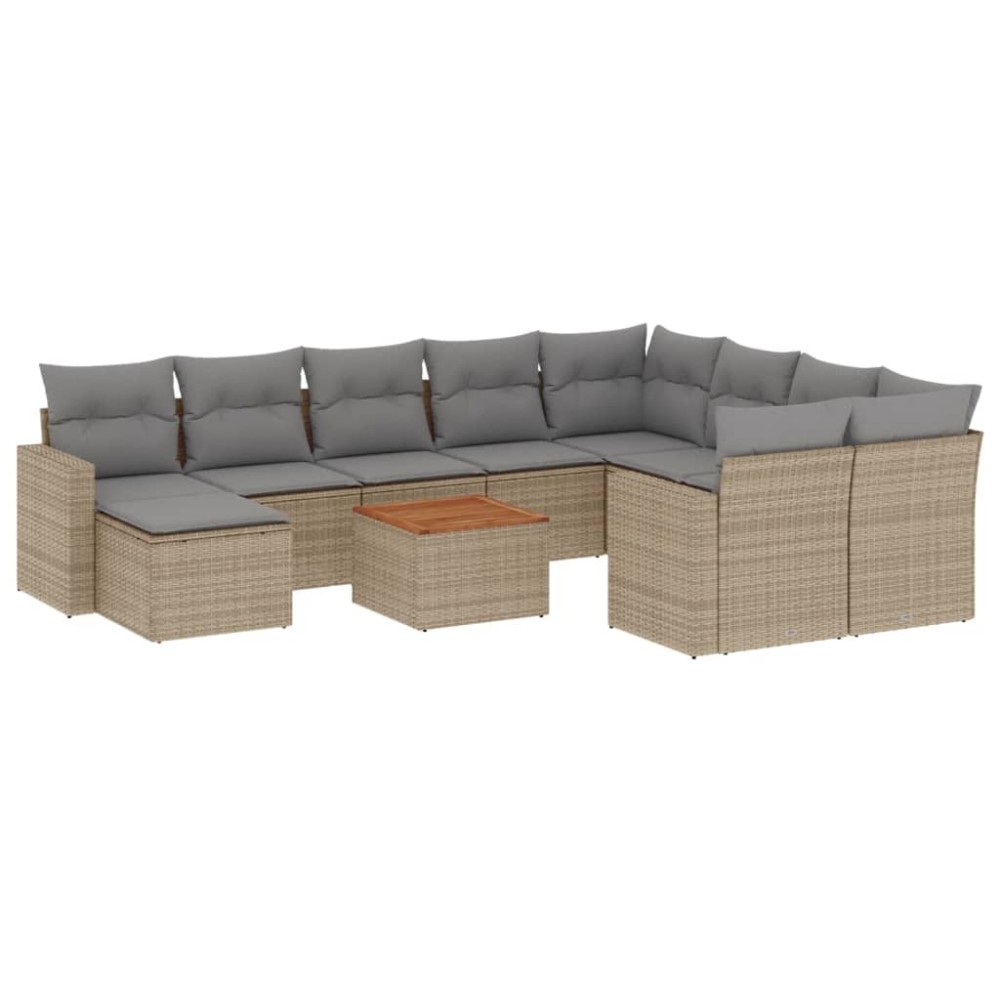 vidaXL Set canapele de grădină cu perne, 11 piese, bej, poliratan