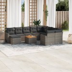 vidaXL Set canapele de grădină cu perne, 11 piese, gri, poliratan vidaXL Set canapele de grădină cu perne, 11 piese, gri, poliratan