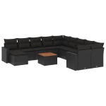 vidaXL Set canapele de grădină, 12 piese, cu perne, negru, poliratan vidaXL Set canapele de grădină, 12 piese, cu perne, negru, poliratan