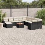vidaXL Set canapele de grădină, 12 piese, cu perne, negru, poliratan vidaXL Set canapele de grădină, 12 piese, cu perne, negru, poliratan
