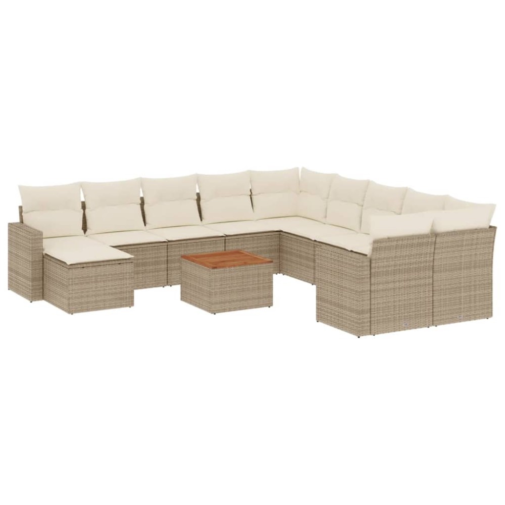 vidaXL Set canapele de grădină cu perne, 12 piese, bej, poliratan