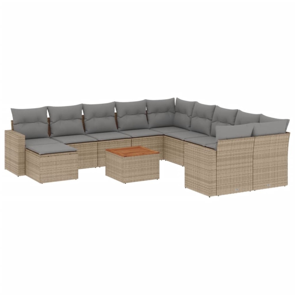 vidaXL Set canapele de grădină cu perne, 12 piese, bej, poliratan