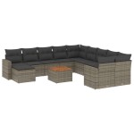 vidaXL Set canapea de grădină cu perne, 12 piese, gri, poliratan vidaXL Set canapea de grădină cu perne, 12 piese, gri, poliratan