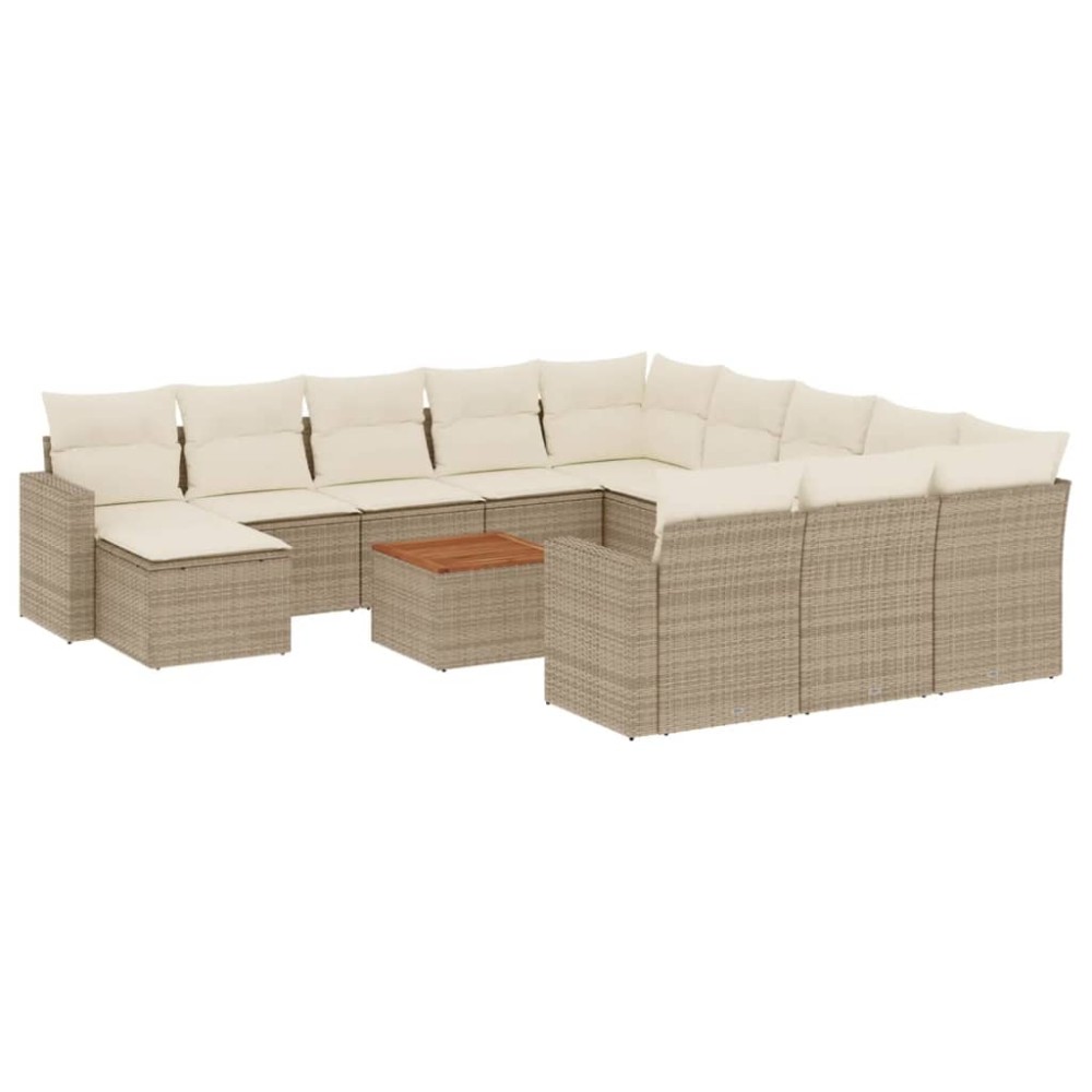 vidaXL Set canapele de grădină, 13 piese, cu perne, bej, poliratan