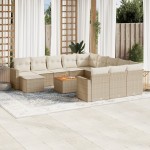 vidaXL Set canapele de grădină, 13 piese, cu perne, bej, poliratan vidaXL Set canapele de grădină, 13 piese, cu perne, bej, poliratan