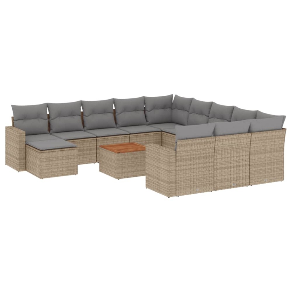 vidaXL Set canapele de grădină, 13 piese, cu perne, bej, poliratan