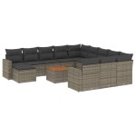 vidaXL Set mobilier de grădină cu perne, 13 piese, gri, poliratan vidaXL Set mobilier de grădină cu perne, 13 piese, gri, poliratan