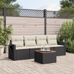 vidaXL Set mobilier de grădină cu perne, 5 piese, negru, poliratan vidaXL Set mobilier de grădină cu perne, 5 piese, negru, poliratan