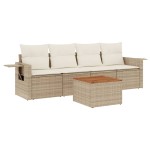 vidaXL Set canapele de grădină cu perne, 5 piese, bej, poliratan