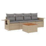 vidaXL Set canapele de grădină cu perne, 5 piese, bej, poliratan