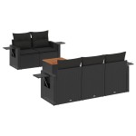 vidaXL Set mobilier de grădină cu perne, 6 piese, negru, poliratan vidaXL Set mobilier de grădină cu perne, 6 piese, negru, poliratan