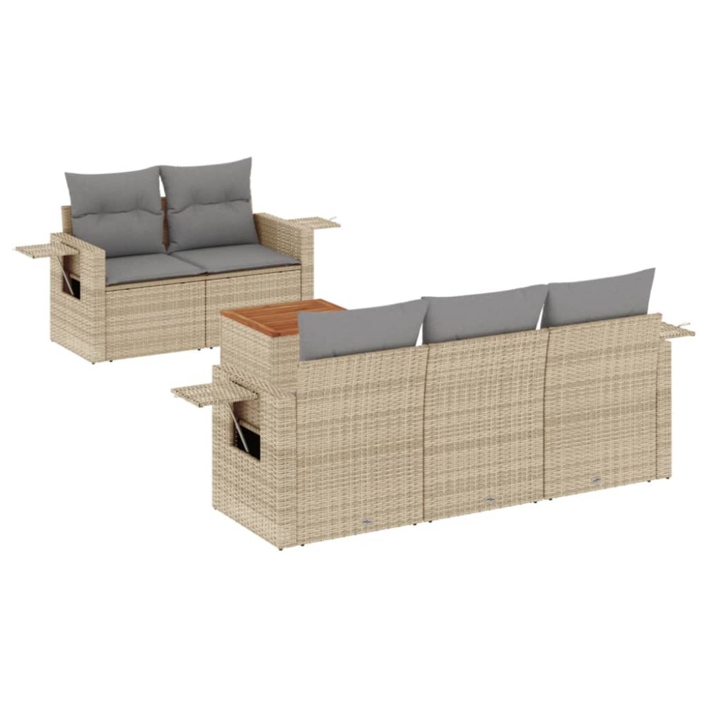 vidaXL Set canapele de grădină cu perne, 6 piese, bej, poliratan