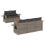 vidaXL Set mobilier grădină cu perne, 6 piese, gri, poliratan