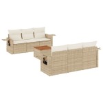 vidaXL Set canapele de grădină, 7 piese, cu perne, bej, poliratan